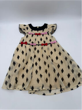 FINDING FOXTALE Dress Size 4T Beige Black with Bows